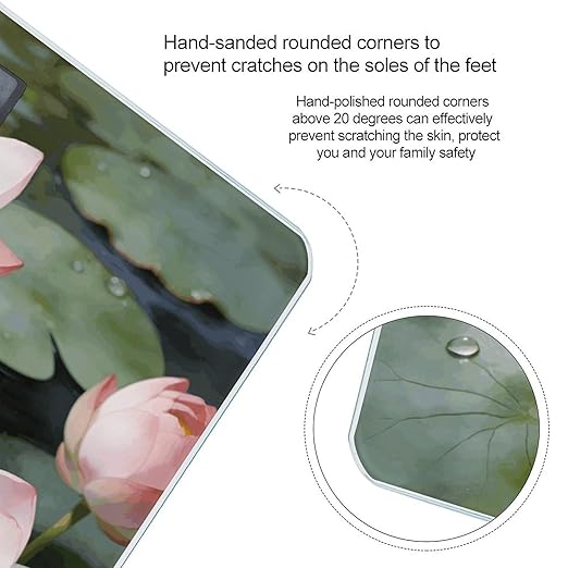Bright Sunny Day Lotus Flowers Weight ScaleClear LED Display Bathroom Digital Weighing ScaleTempered Glass Digital Bathroom Scale for Body Weight Capacity Up to 400 Lbs