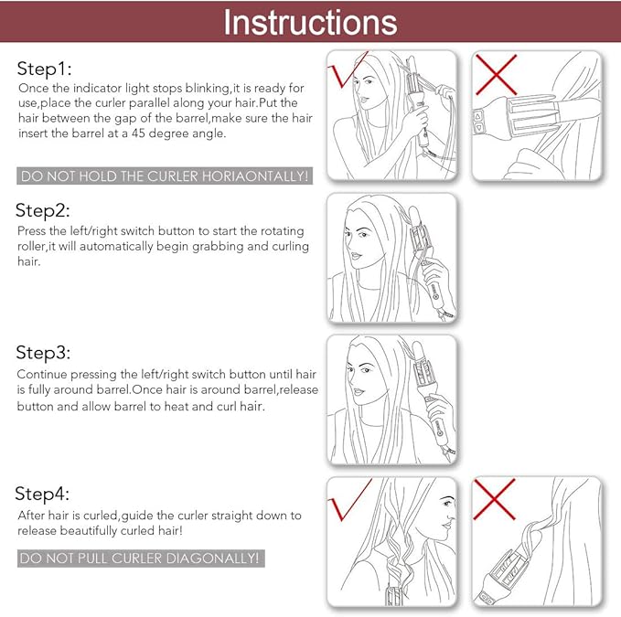 360 Rotating Ceramic Curling Wand with Automatic Spin - 1.1 Professional Spiral Beach Waver Iron for Long Hair (Mothers Day Gifts)