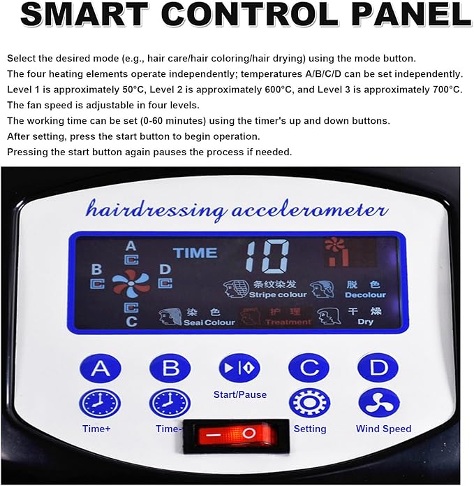 Salon-Grade Hair Perm Machine 1000w 110v Vertical Hairdryer with Heater Led Panel and 0-60 Minute Timer Hair Steamer Suitable for Damaged and Frizzy Hair. White