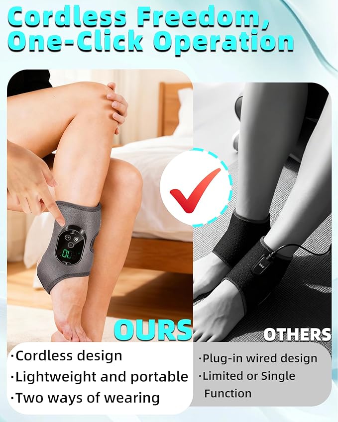 2in1 Ankle and Foot Massager with Heat and VibrationFoot Renew. Cordless Ankle Massager for Blood Circulation and Pain Relief Suitable for Neuropathy Gifts for Mom Dad Men Women（2Pcs）