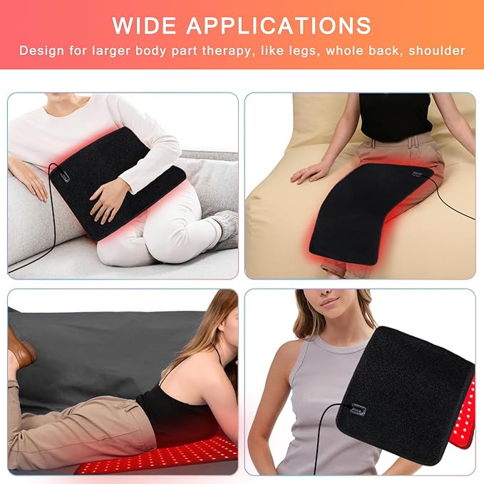 Red Light Therapy for Body 19.8 x 12 Infrared Light Therapy Pad XL Large Red Infrared Heating Therapy Wrap Pad Belt for Back Shoulder Leg Relief Home Office Use Ideal Gift