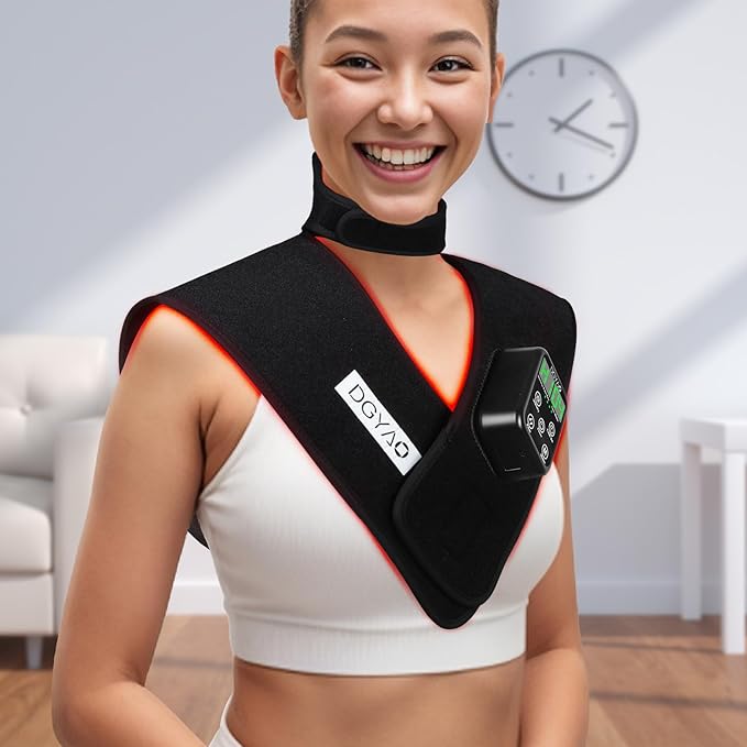 Cordless Red Light Therapy for Neck Shoulder Pain Relief 6000mAh Battery Portable Near Infrared Therapy Devices Wearable Wrap for Upper Back Neck Shoulders Body Muscle Relax Treatment Pad