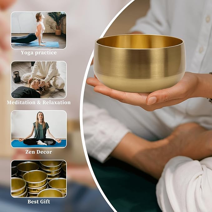 Large Tibetan Singing Bowl Set - 6 Handcrafted Meditation Sound Bowl for Yoga Mindfulness Chakra Healing &amp Stress Relief | Complete Kit with Cushion &amp Mallet | Spiritual Gifts for Beginners