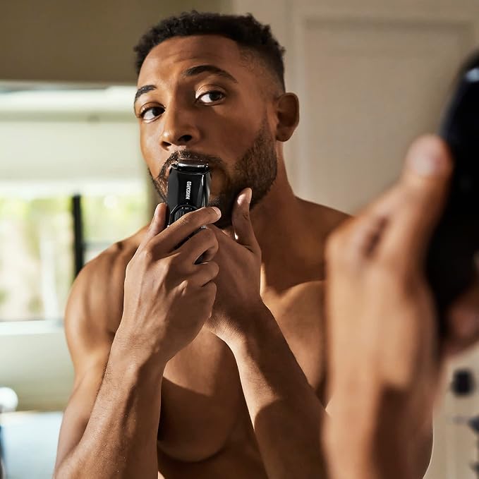 MANSCAPED® The Beard Hedger® Men's Premium Beard Trimmer 20 Length Adjustable Blade Wheel Stainless Steel T-Blade for Precision Facial Hair Trimming Cordless Waterproof Wet/Dry Clipper