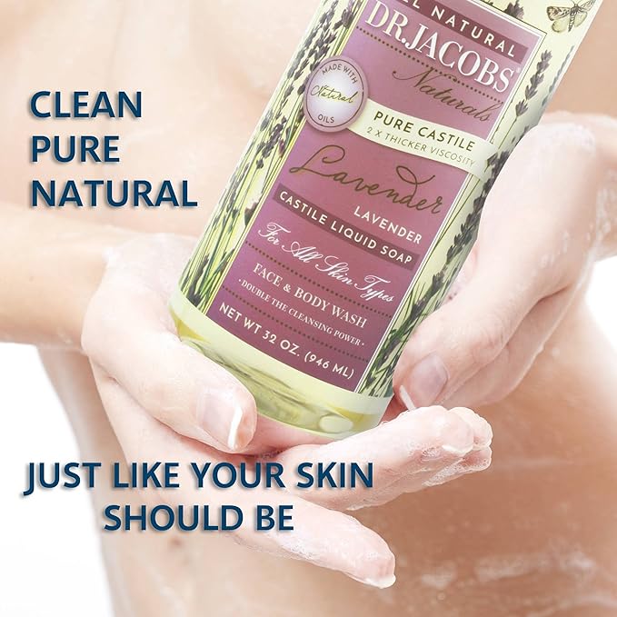 Dr. Jacobs Naturals Pure Castile Soap - All Natural Face And Body Wash - Hypoallergenic and Dermatologist Approved (Charcoal 32 Fl Oz (Pack of 1))