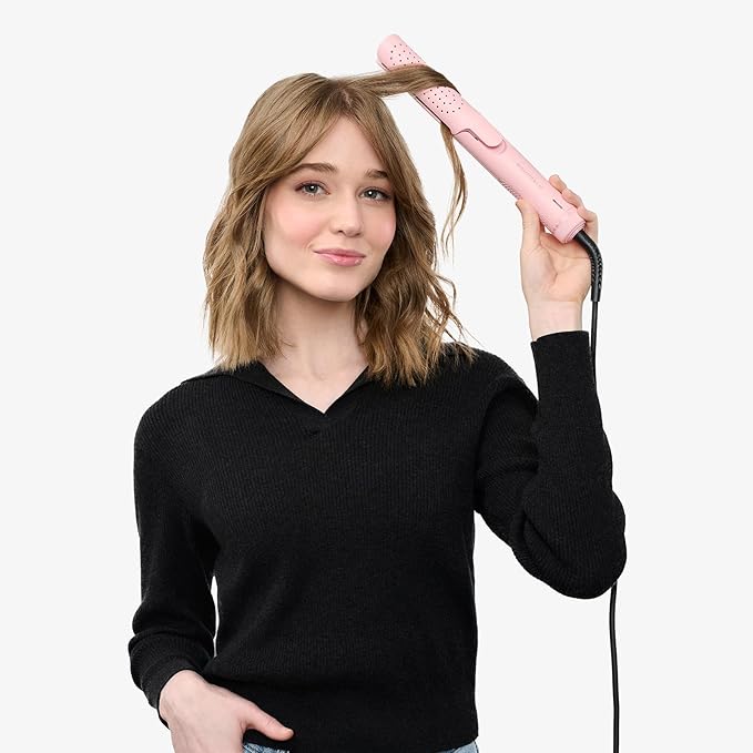 Wavytalk Airflow Styler Curling Iron Cool Curl 360° Cool Air Lock in Style for Lasting Curls Reduces Damage 2 in 1 Hair Straightener and Curler 1.25 Inch Anti-Scald for Short Long Hair