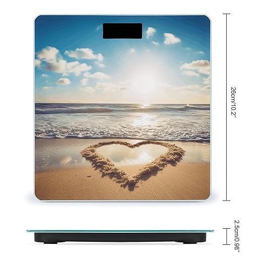 Heart Shape Romantic Beach Bathroom Scale Rounded Smart Scale for Body Weight Automatic Power On/Off Weight Scales Accurate Bathroom Digital Scales for Pet Home Bedroom Kitchen