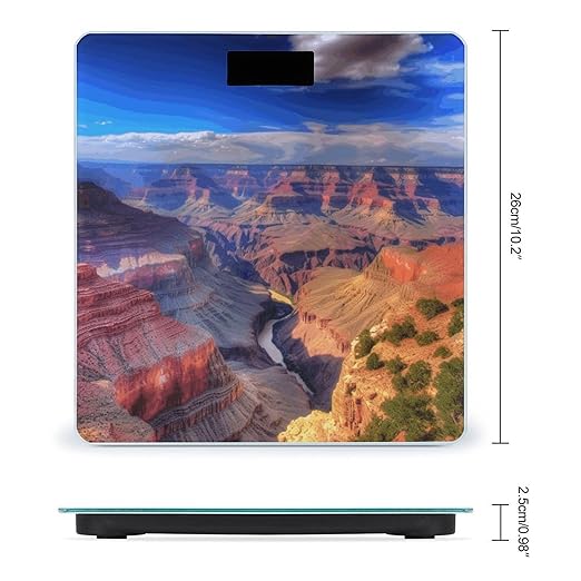 Beauty Grand Canyon Scale for Body Weight Safe Rounded Corners Tempered Glass Digital Bathroom Scale LED Display 400lb Capacity Weight Scales with High Precision Sensors