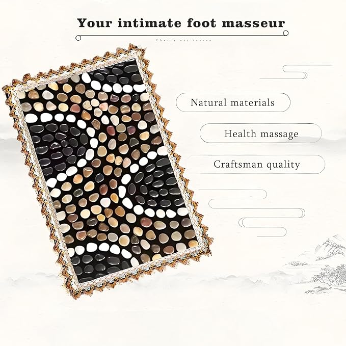 LIYAOLI Foot Pebbles Massager Mat - Acupressure Reflexology Pad with Natural Cobblestones for Pain Relief Improved Circulation &amp Relaxation for Tired Feet (23.6 x 15.7)