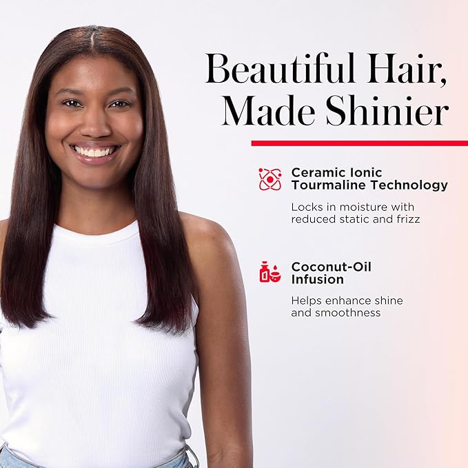 REVLON SmoothStay XL Hair Straightener - Heated Straightening Brush for Silky &amp Straight Long-Lasting Results Locks in Moisture with Reduced Static &amp Frizz