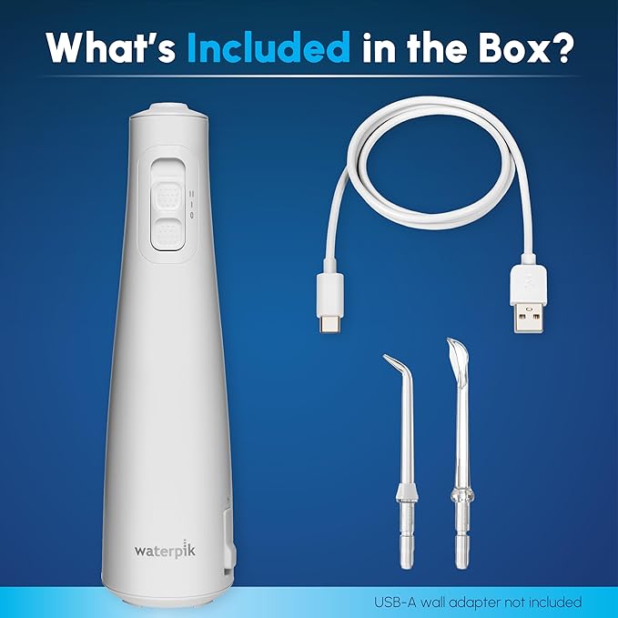 Waterpik Cordless Pulse 3100 Rechargeable Portable Water Flosser for Teeth Gums Braces Care and Travel with 2 Flossing Tips Waterproof for Shower Use ADA Accepted WF-20 White Amazon Exclusive