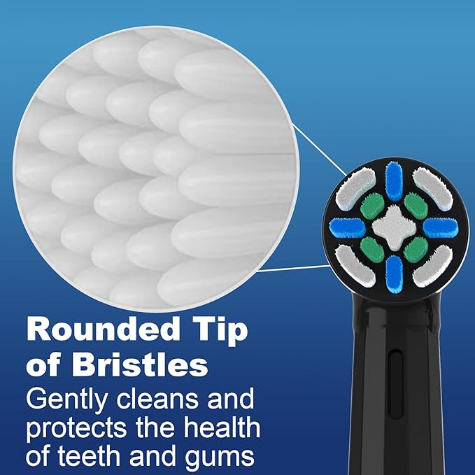 6 Pack Replacement Heads with Medium Soft Bristles Compatible with Oral b IO 2/3/4/5/6/7/8/9/10 Series Electric Toothbrush IO Brush Heads Compatible with Oral b (Black)
