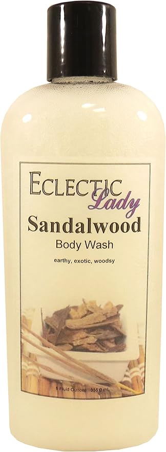 Eclectic Lady Liquid Pearl Body Wash - Sandalwood Scent 3-in-1 Use For Bubble Bath Hand Soap &amp Body Wash Phthalate-Free Sandalwood Fragrance Handcrafted in USA (8 oz)