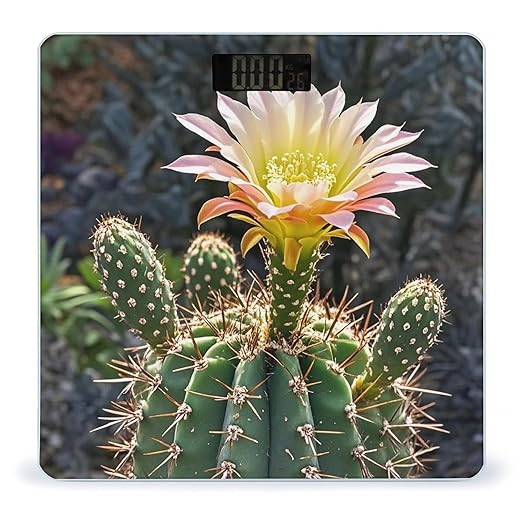 Cactus Flower Smart Scale for Body Weight Accurate Bathroom Scale with LED Display Digital Weight Scales Weighing Machine High Precision Scales for Bath Home