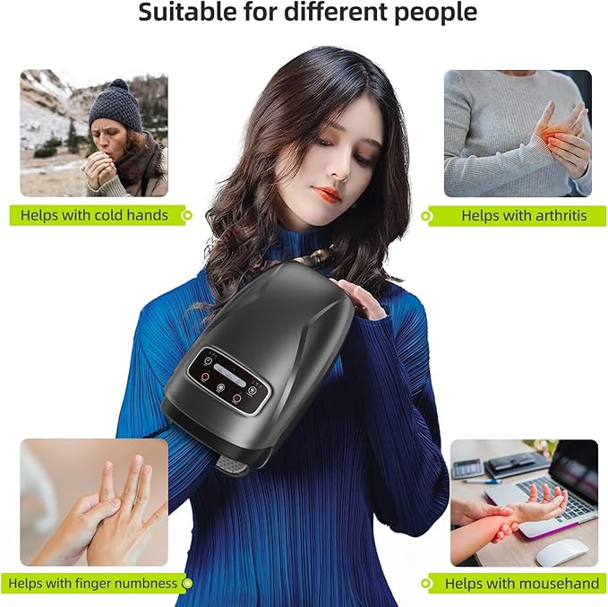 Hand Massager with Heat Cordless Rechargeable 3 Heating 3 Massage Mode 3 Instensity Type-C Charger