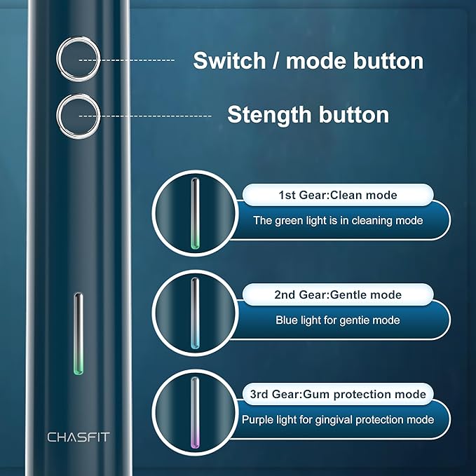Electric Toothbrush for AdultsWave Oscillation &amp Vibration Sonic Tooth BrushBASS-Brushing Technique Travel Rechargeable Toothbrushes with 4 Soft Bristle Replace HeadsGifts for Men Women