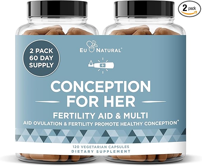 Eu Natural Conception for Her Fertility Supplements for Women - Ovulation Hormonal Balance &amp Regular Cycle Support - Myo-Inositol Folate Shatavari &amp Vitex - 120 Vegetarian Capsules