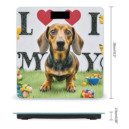I Love My Dog Dachshunds Bathroom Scale for Body Weight LCD Display Digital Bathroom Scale Tempered Glass Bathroom Weight Scales Fashion Smart Scales for Home Bedroom 400 Lb