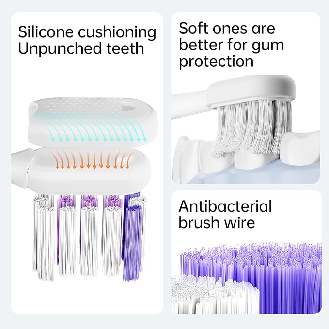 Wave Electric Toothbrush for Adults – Sonic Vibration &amp Rotation Technology 3 Brush Heads IPX7 Waterproof Travel-Friendly Deep Cleaning Durable &amp Convenient Design