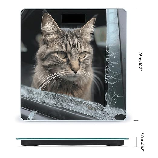 Cat Smashes Glass in Car Digital Bathroom Scale for Body Weight Weighing Scale with Backlit LCD Display High Precision Measurements &amp Measures Weight Up to 180kg