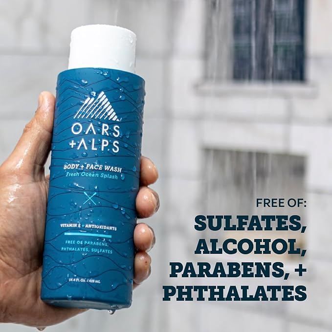 Oars + Alps Body Wash for Men Mens Body Wash &amp Face Cleanser with Vitamin E &amp Antioxidants Moisturizing Paraben &amp Sulfate Free Cleanser Variety Set 3pk