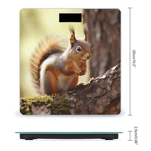 Funny Squirrel Bathroom Scale Large LCD Backlight Display Digital Scale Rounded Corners Body Scales Automatic Power On/Off Bathroom Scales for Home Bedrooms
