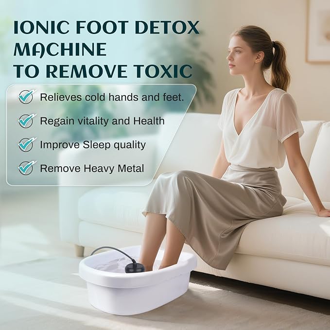 Ionic Foot Detox Machine Portable Ionic Detox Bath Cleanse Spa Machine with Massager Roller for Plantar Fasciitis Relaxing Foot Detox Spa At Home