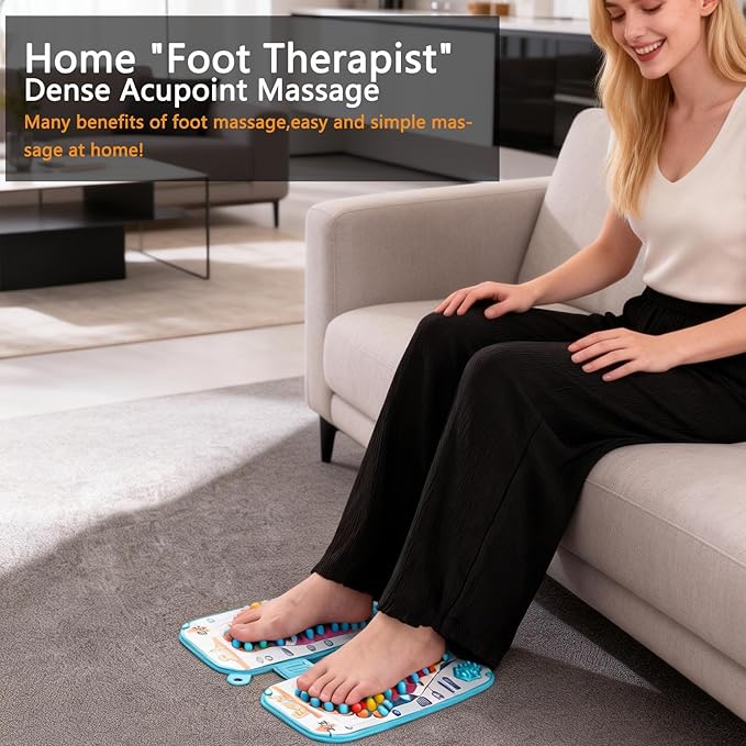 Foot Reflexology Massage Mat with Acupressure Points Shiatsu Massager for Plantar Fasciitis and Neuropathy Pain Relief (12.48 * 11.22 * 0.85“ Ounce 2)