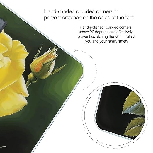 Yellow Rose Bathroom Scale for Body Weight with High Precision Large LCD Backlight Display Digital Weighing Scale with BMI Capacity Up to 180kg