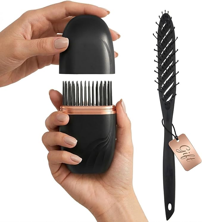 Portable Cordless Hair Straightener Brush Mini Wireless Hair Straightening Comb with Rechargeable Battery Anti-Scald Travel Heated Brush for Women Quick Heating Hair Care Styling Tool