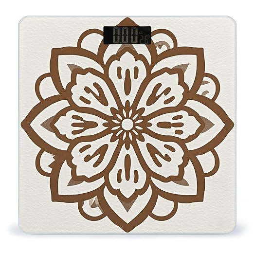 Brown Outline Flower Smart Scale for Body Weight Accurate Bathroom Scale with LED Display Digital Weight Scales Weighing Machine High Precision Scales for Bath Home