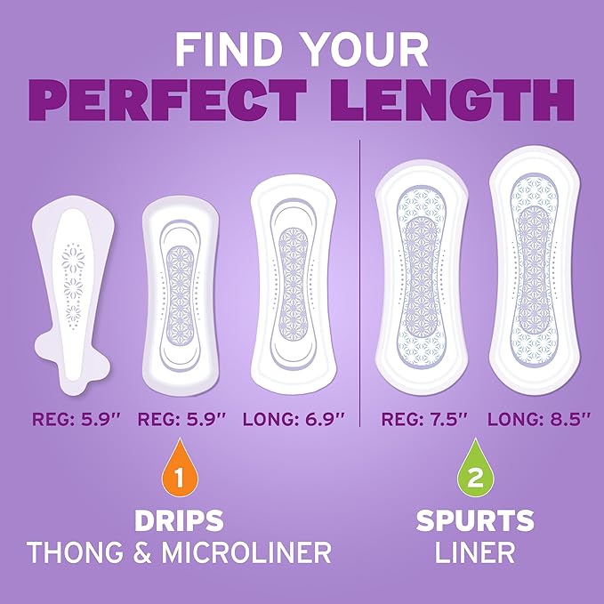 Poise Daily Liners Incontinence Panty Liners for Bladder Leaks 2 Drop Very Light Absorbency Long Length 264 Count of Pantiliners (6 Packs of 44) Packaging May Vary