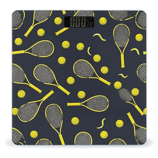 Smart Scale for Body Weight Automatic Switch Digital Bathroom Weighing Scale Funny Colourful Tennis Racquets and Tennis Balls
