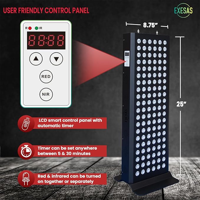 Red Light Therapy Device for Full Body 630nm 660nm 810nm &amp 850nm Near Infrared Dual-Chip Clinical Grade LED Panel for Smooth Skin Weight &amp Pain Management and Overall Wellness (600-Watt 1