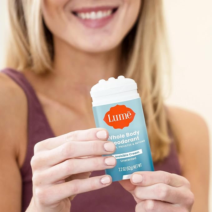 Lume Whole Body Deodorant - Invisible Cream Stick - 72 Hour Odor Control - Aluminum Free Baking Soda Free Skin Safe - 2.2 Ounce (Pack of 2) (Unscented)