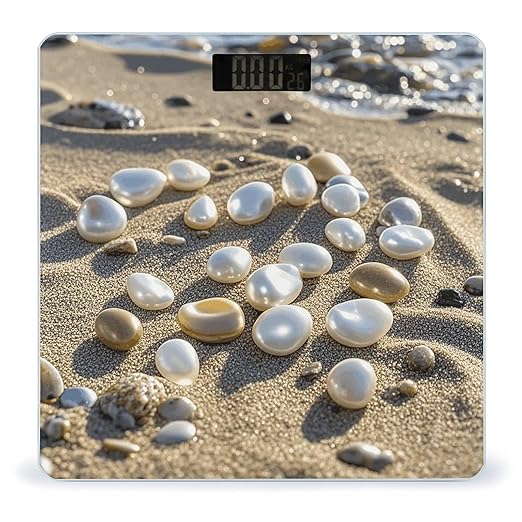 Ocean Beach Mussel Pearl Scale for Body Weight Digital Bathroom Scale Toughened Glass High Precision Scales for Body Weight with Large LCD Backlight Display Weight Scales