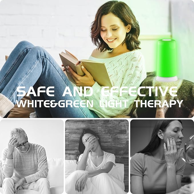 iKeener Green Light Therapy Lamp for Migraines10000 Lux Mood&ampEnergy Enhancing Light Therapy Lamp for HeadachesInsomniaAnxiety ReliefRelaxationAdjustable Warm White&ampGreen Brightness