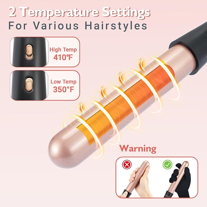 Ideal Swan 8 in 1 Curling Iron Set with Interchangeable Ceramic Curling Wand Thermal Brush &amp Flat Iron (0.35-1.25”) – Professional Hair Curler Kit for Waves Curls &amp Sleek Styles Gifts for