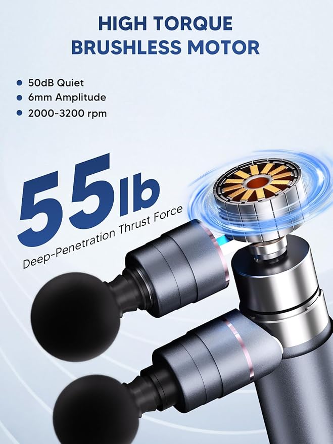 arboleaf Massage Gun Deep Tissue with Double Heads Full-Metal Electric Portable Handheld Massager for Back Shoulder Sore Muscles Pain Relief 5 Modes Seamless Speed Control