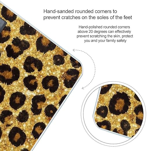 Smart Scale for Body Weight Digital Bathroom Weighing Scale Energy Saving Scale Black Gold Glitter Wild Chic Animal Cheetah Leopard Ptint