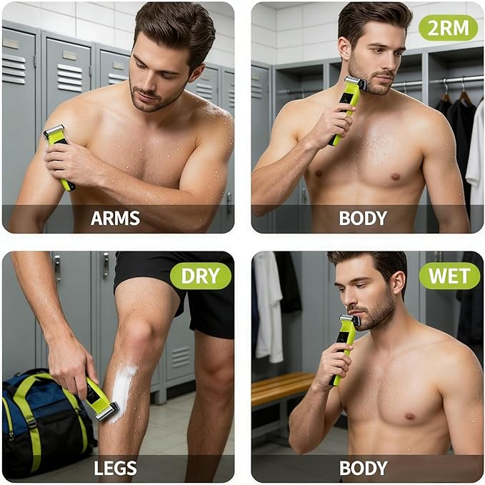 Beard Trimmer for Men - Rechargeable Hybrid Electric Shaver and Body Groomer Washable Face Shaver 4 Combs Wet/Dry Body Trimmer for Men