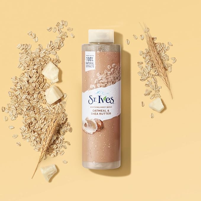St. Ives Body Wash - Soothing Moisturizing Cleanser with Oatmeal &amp Shea Butter Made with Plant-Based Cleansers and 100% Natural Extracts 16 Oz Ea (Pack of 6)