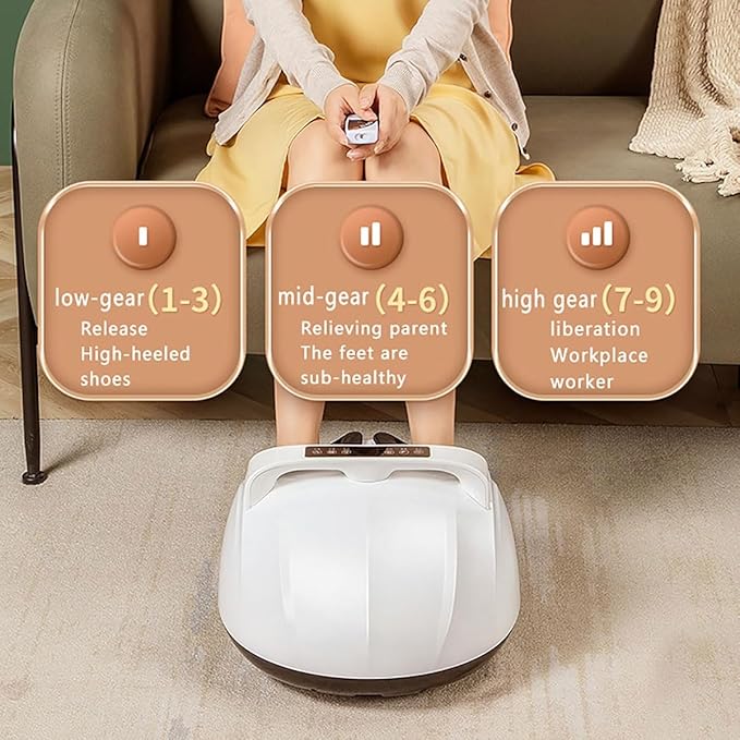 Electric Foot Massager Machine with HeatShiatsu Heated Feet Massager with Remote Control5 Massage Modes Adjustable Promote Feet Blood Circulation for Relief Pain Stress(Gray)