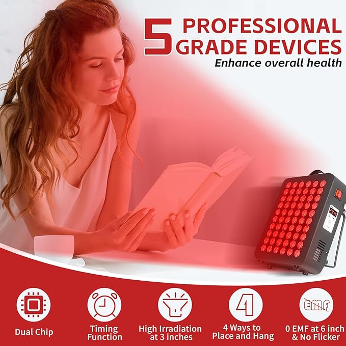 Red Light Therapy Dual Chip LED Light Therapy Device with 60 LEDs and 660nm Red 850 nm Near Infraredfor Body FaceSleep Improve Sleep Muscle Recovery Performance