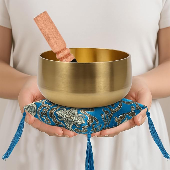Large Tibetan Singing Bowl Set - 6 Handcrafted Meditation Sound Bowl for Yoga Mindfulness Chakra Healing &amp Stress Relief | Complete Kit with Cushion &amp Mallet | Spiritual Gifts for Beginners