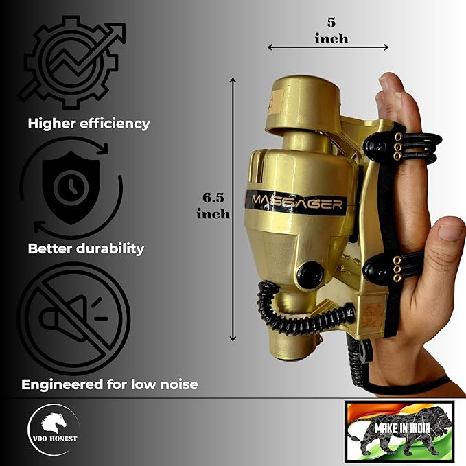 Full Body Corded Massager for Barbers Electric Powerful Double Speed Muscle Relaxer with Floating Head Action for Pain Relief &amp Circulation (Gold)