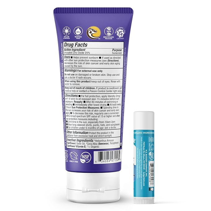 Badger SPF 15 Mineral Sunscreen Lip Balm and SPF 50 Mineral Sunscreen