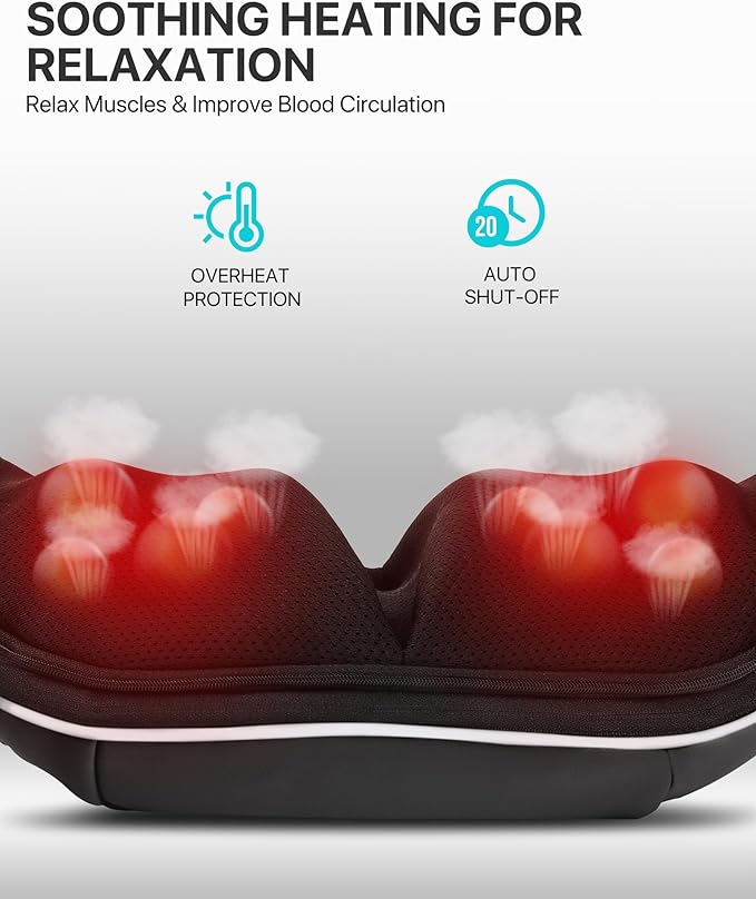ALLJOY Neck Massager for Pain Relief Deep Tissue with Heat HSA 3D Kneading Shiatsu Neck and Back Massager for Shoulder Full Body Home Office Car Use FSA Birthday Gifts for Mom Men Dad Women