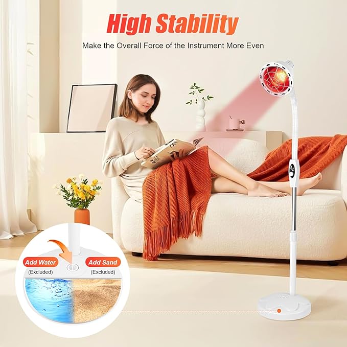 Infrared Light 275W Red Near Infrared Heat Lamp Standing Red Light Heat Lamp Infrared Light Portable Home Use for Body Near Infrared Light Device for Face Body Skin