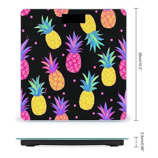 Women's Digital Bathroom Weighing Scale Automatic Switch Energy Saving Scale Smart Scale for Body Weight Colorful Watercolor Splash Ink Pineapple